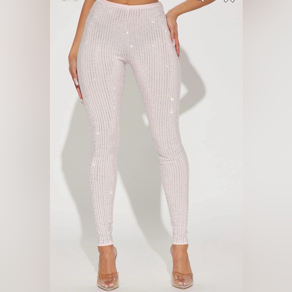 Pink Sparkling Rhinestone Leggings - Picture 2 of 3